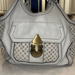 Cole Haan Women’s White Woven Paige Hobo Bag With Key.